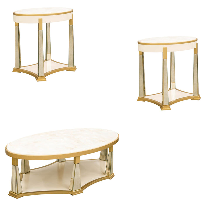 AICO Furniture - Scotts Square 3 Piece Occasional Table Set in Light Champagne - 9097201-202-124 - GreatFurnitureDeal