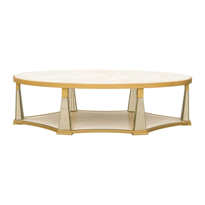 AICO Furniture - Scotts Square Cocktail Table in Light Champagne - 9097201-124 - GreatFurnitureDeal