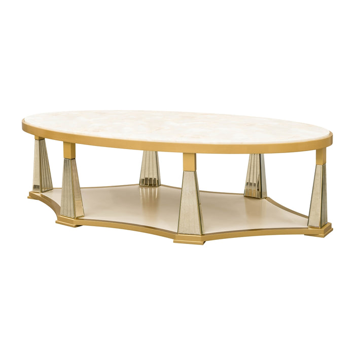 AICO Furniture - Scotts Square Cocktail Table in Light Champagne - 9097201-124 - GreatFurnitureDeal
