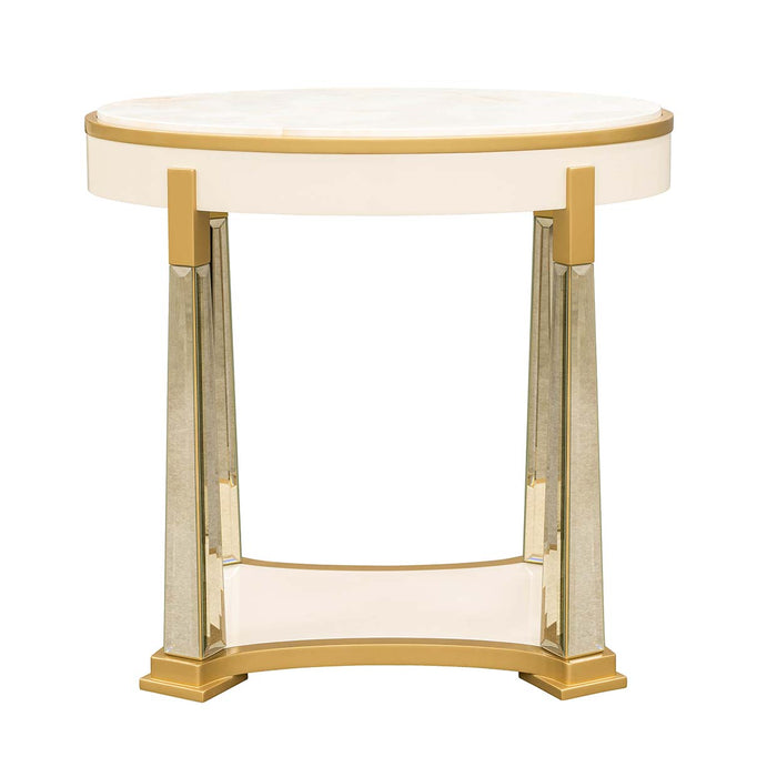 AICO Furniture - Scotts Square End Table in Light Champagne - 9097202-124 - GreatFurnitureDeal