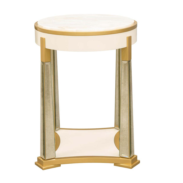 AICO Furniture - Scotts Square End Table in Light Champagne - 9097202-124 - GreatFurnitureDeal