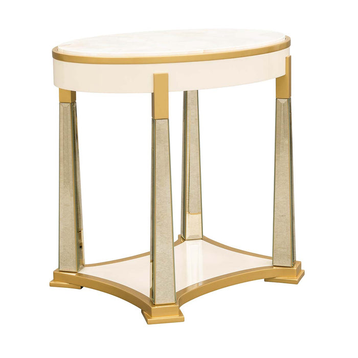 AICO Furniture - Scotts Square End Table in Light Champagne - 9097202-124 - GreatFurnitureDeal