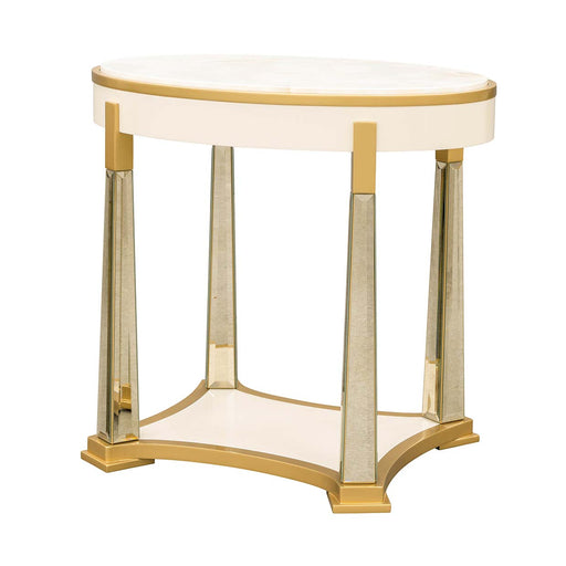 AICO Furniture - Scotts Square End Table in Light Champagne - 9097202-124 - GreatFurnitureDeal