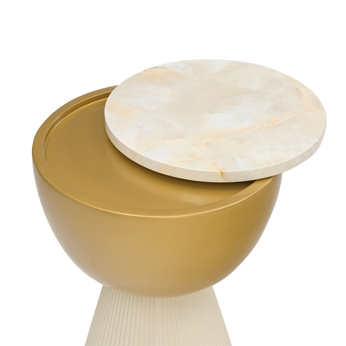 AICO Furniture - Scotts Square Chairside Table in Light Champagne - 9097222-124
