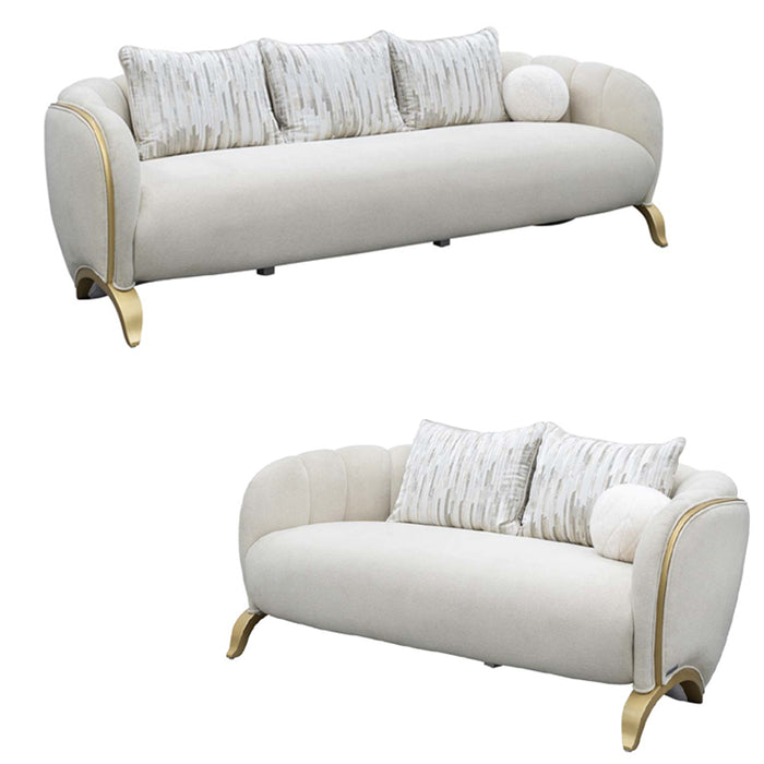 AICO Furniture - Scotts Square 2 Piece Sofa Set in Light Champagne - 9097816-CNSLK-124-2SET - GreatFurnitureDeal