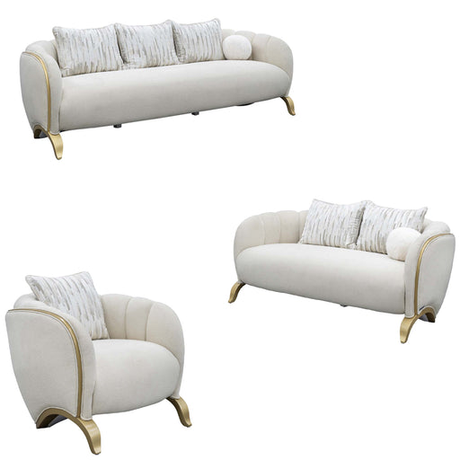 AICO Furniture - Scotts Square 3 Piece Living Room Set in Light Champagne - 9097816-CNSLK-124-3SET - GreatFurnitureDeal