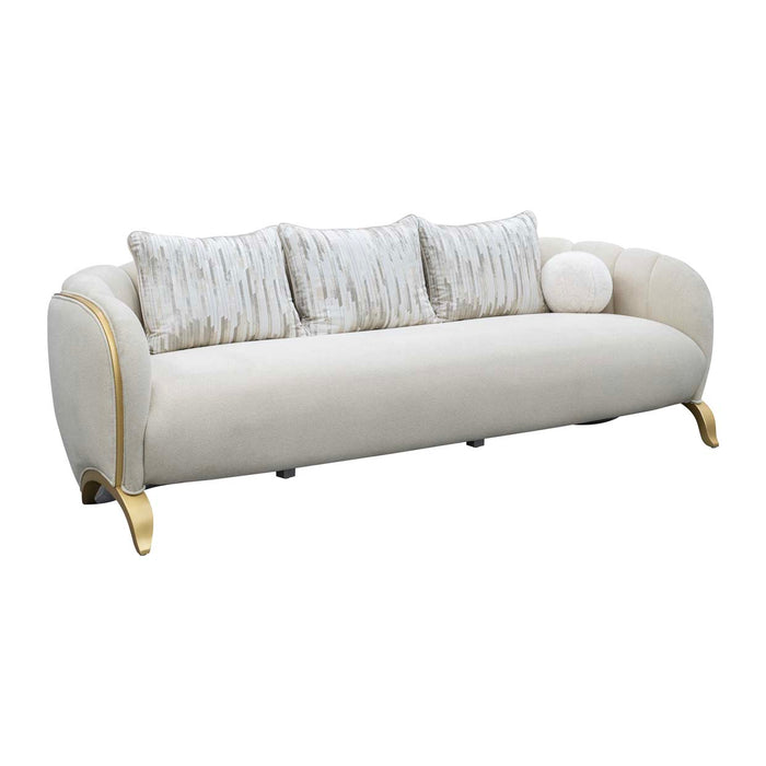 AICO Furniture - Scotts Square 3 Piece Living Room Set in Light Champagne - 9097816-CNSLK-124-3SET - GreatFurnitureDeal