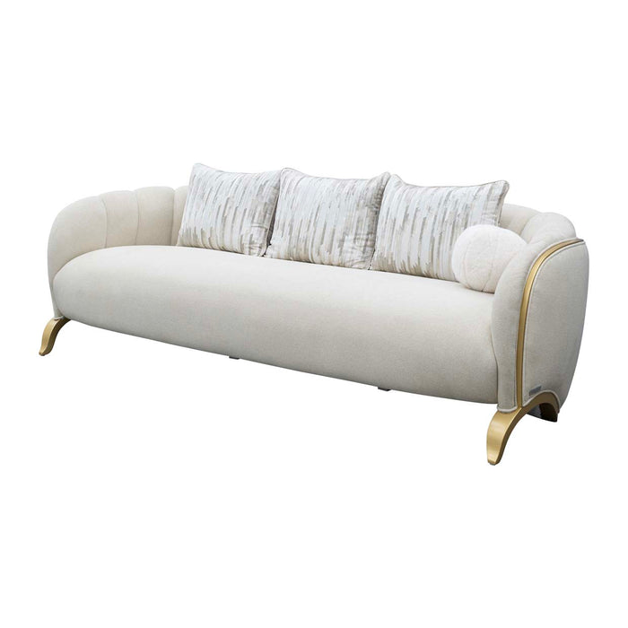 AICO Furniture - Scotts Square 3 Piece Living Room Set in Light Champagne - 9097816-CNSLK-124-3SET - GreatFurnitureDeal