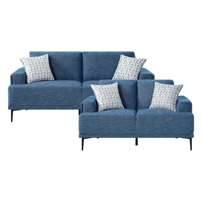 Homelegance - Stride 2 Piece Sofa Set in Blue - 9124BUE*2 - GreatFurnitureDeal