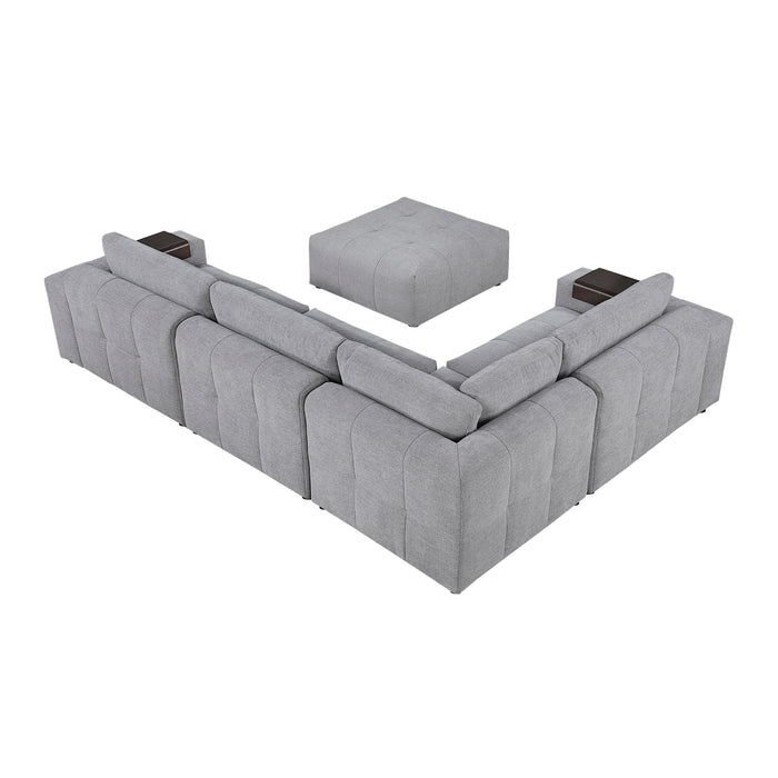 Homelegance - Tidal 5-Piece Modular Sectional with Ottoman in Beige - 9155GY*51L1ROT - GreatFurnitureDeal