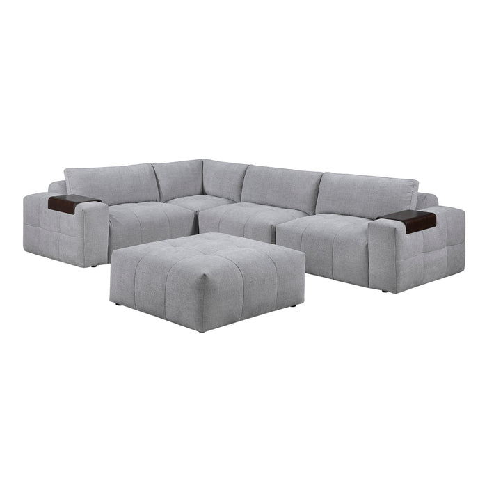 Homelegance - Tidal 5-Piece Modular Sectional with Ottoman in Beige - 9155GY*51L1ROT - GreatFurnitureDeal