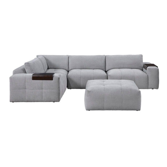 Homelegance - Tidal 5-Piece Modular Sectional with Ottoman in Beige - 9155GY*51L1ROT - GreatFurnitureDeal