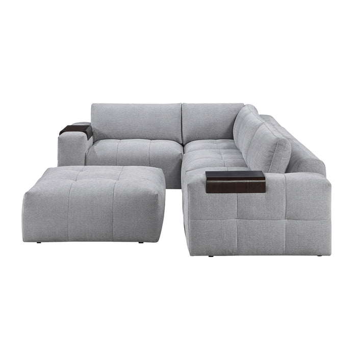 Homelegance - Tidal 5-Piece Modular Sectional with Ottoman in Beige - 9155GY*51L1ROT - GreatFurnitureDeal