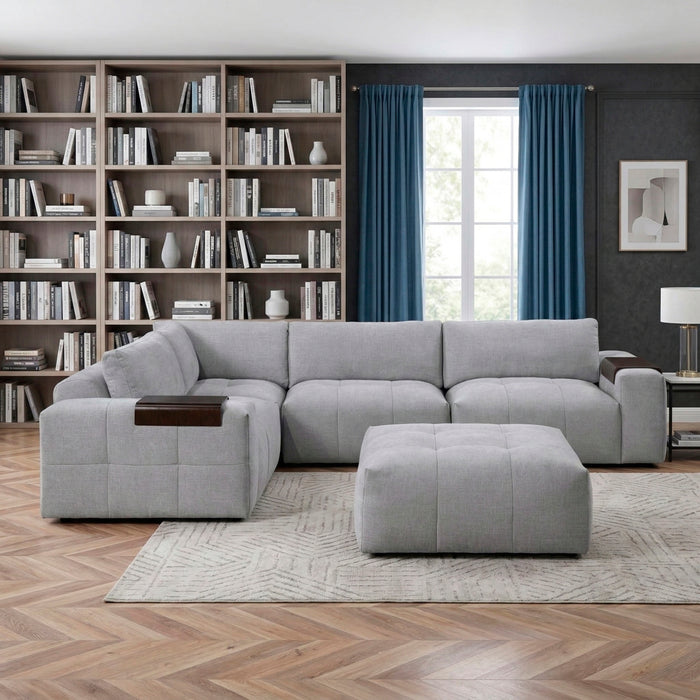 Homelegance - Tidal 5-Piece Modular Sectional with Ottoman in Beige - 9155GY*51L1ROT - GreatFurnitureDeal