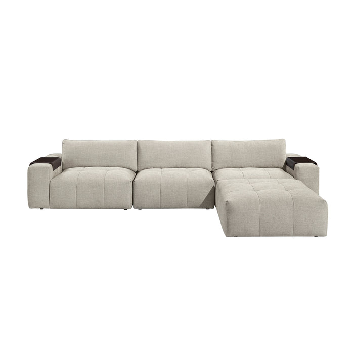 Homelegance - Tidal 4 Piece Modular Sectional with Ottoman in Taupe - 9155TP*41L1ROT - GreatFurnitureDeal