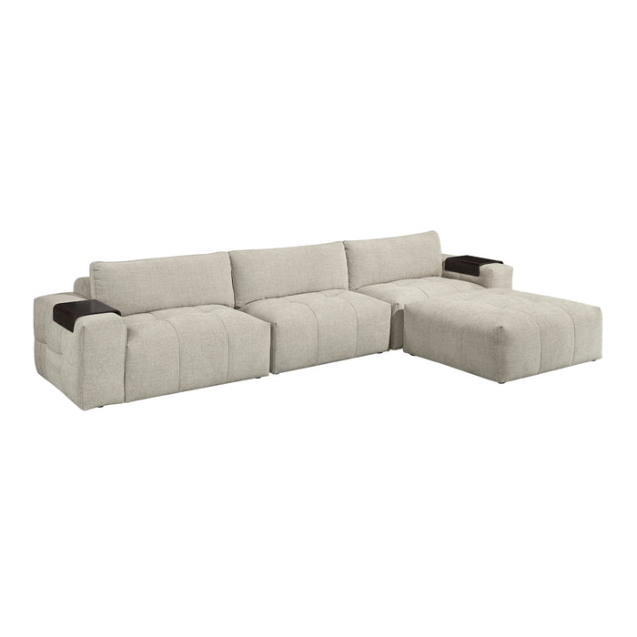 Homelegance - Tidal 4 Piece Modular Sectional with Ottoman in Taupe - 9155TP*41L1ROT - GreatFurnitureDeal
