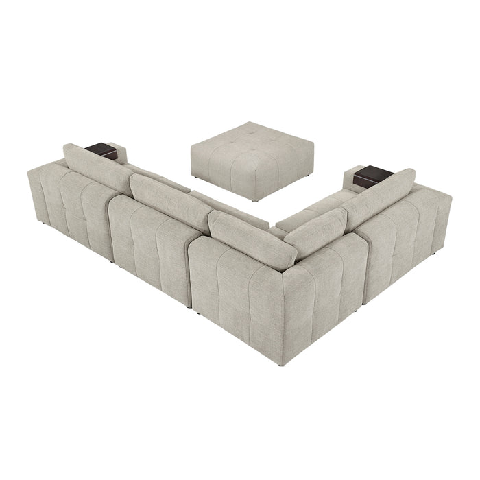 Homelegance - Tidal 5 Piece Modular Sectional with Ottoman in Taupe - 9155TP*51L1ROT - GreatFurnitureDeal
