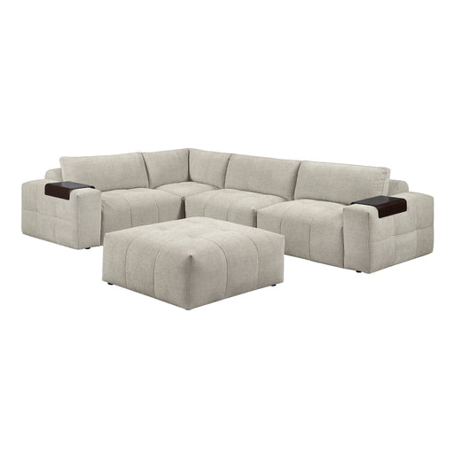 Homelegance - Tidal 5 Piece Modular Sectional with Ottoman in Taupe - 9155TP*51L1ROT - GreatFurnitureDeal