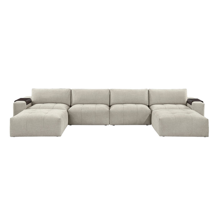 Homelegance - Tidal 6 Piece Modular Sectional with Two Ottomans in Taupe - 9155TP*61L1R2OT - GreatFurnitureDeal