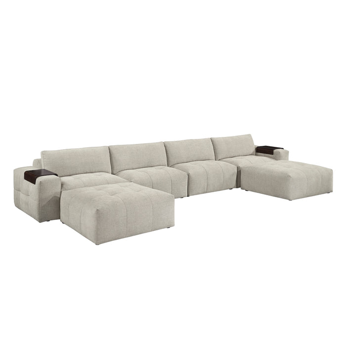 Homelegance - Tidal 6 Piece Modular Sectional with Two Ottomans in Taupe - 9155TP*61L1R2OT - GreatFurnitureDeal