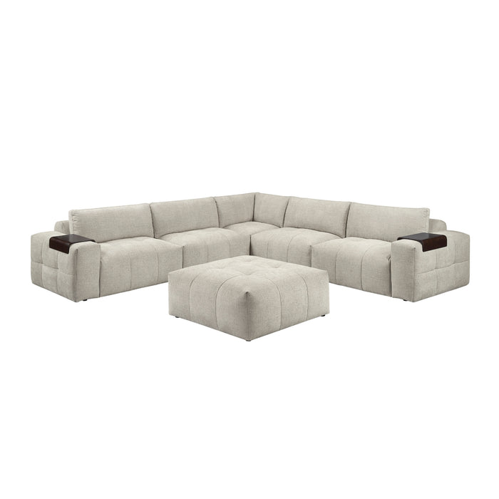 Homelegance - Tidal 6 Piece Modular Sectional with Ottoman in Taupe - 9155TP*61L1ROT - GreatFurnitureDeal