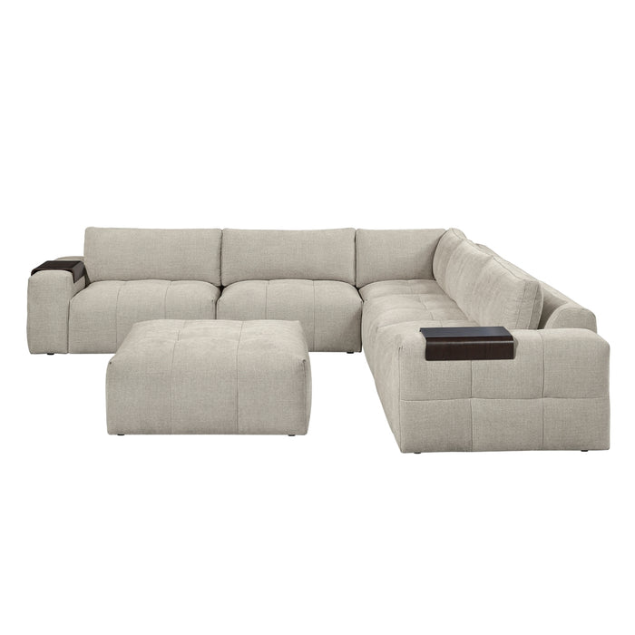Homelegance - Tidal 6 Piece Modular Sectional with Ottoman in Taupe - 9155TP*61L1ROT - GreatFurnitureDeal