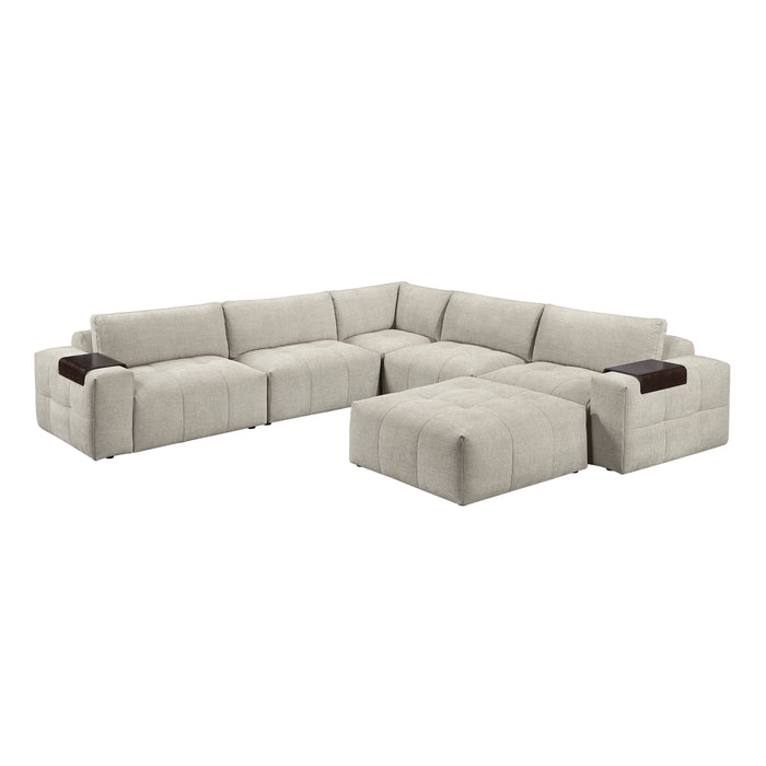 Homelegance - Tidal 6 Piece Modular Sectional with Ottoman in Taupe - 9155TP*61L1ROT - GreatFurnitureDeal