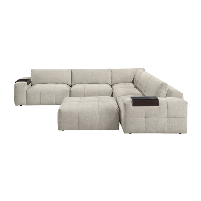 Homelegance - Tidal 6 Piece Modular Sectional with Ottoman in Taupe - 9155TP*61L1ROT - GreatFurnitureDeal