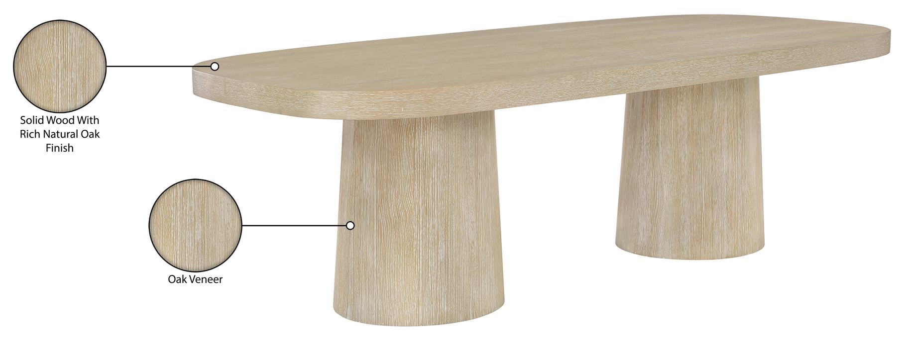Meridian Furniture - Woodhaven 95.5" Natural Solid Wood And Oak Veneer Dining Table (3 Boxes) - 918Natural-T - GreatFurnitureDeal