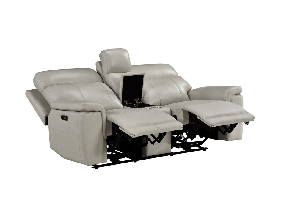 Homelegance - Celestia 2 Piece Power Double Reclining Sofa Set with Headrest in Light Gray - 9199TPE*2PWH - GreatFurnitureDeal