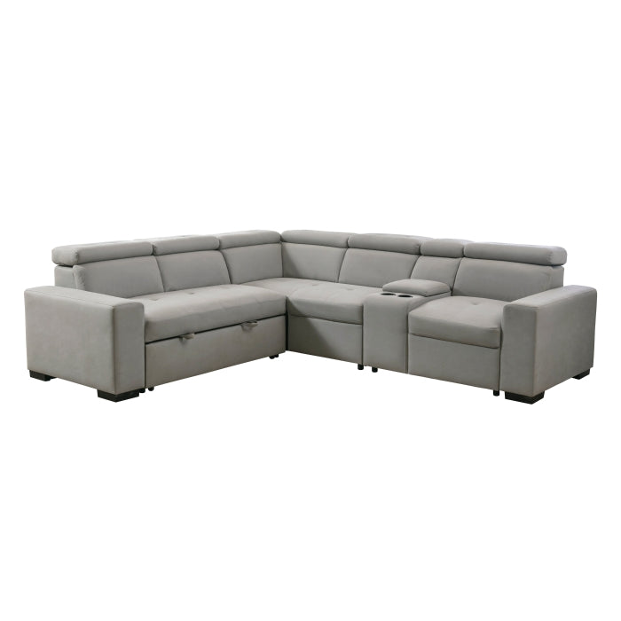 Homelegance - Farrah 3 Piece Sectional with Adjustable Headrests in Light Gray - 9219GY*SC - GreatFurnitureDeal