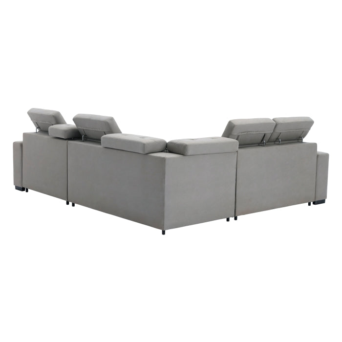 Homelegance - Farrah 3 Piece Sectional with Adjustable Headrests in Light Gray - 9219GY*SC - GreatFurnitureDeal