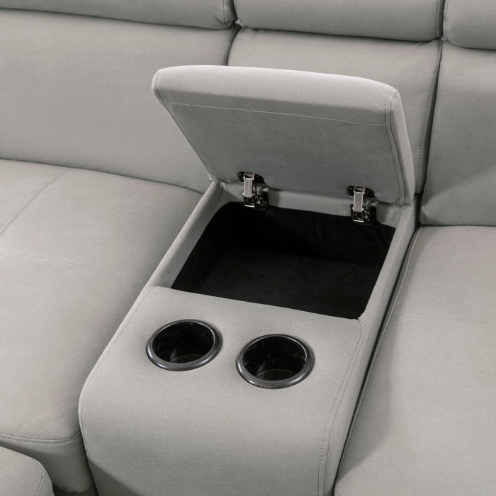 Homelegance - Farrah 3 Piece Sectional with Adjustable Headrests in Light Gray - 9219GY*SC - GreatFurnitureDeal