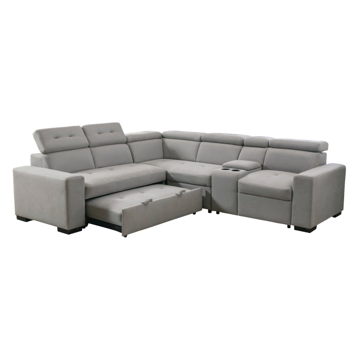 Homelegance - Farrah 3 Piece Sectional with Adjustable Headrests in Light Gray - 9219GY*SC - GreatFurnitureDeal