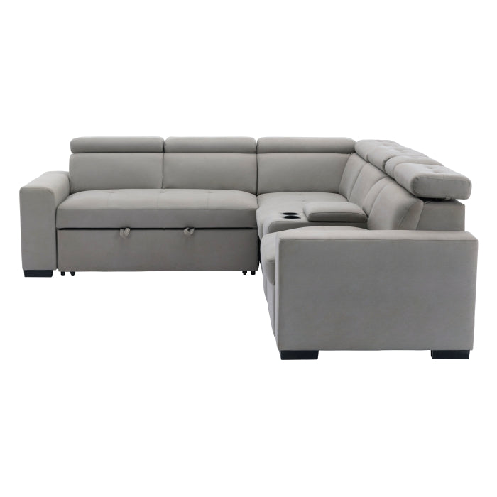 Homelegance - Farrah 3 Piece Sectional with Adjustable Headrests in Light Gray - 9219GY*SC - GreatFurnitureDeal