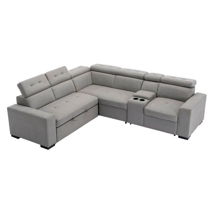 Homelegance - Farrah 3 Piece Sectional with Adjustable Headrests in Light Gray - 9219GY*SC - GreatFurnitureDeal