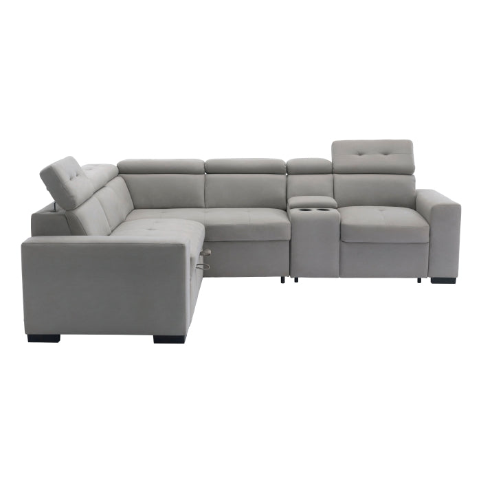 Homelegance - Farrah 3 Piece Sectional with Adjustable Headrests in Light Gray - 9219GY*SC - GreatFurnitureDeal