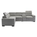Homelegance - Farrah 3 Piece Sectional with Adjustable Headrests in Light Gray - 9219GY*SC - GreatFurnitureDeal