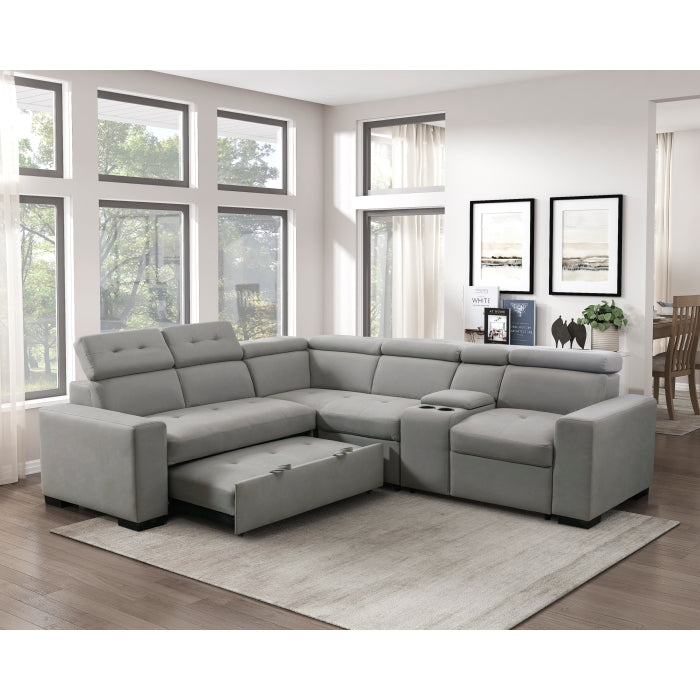 Homelegance - Farrah 3 Piece Sectional with Adjustable Headrests in Light Gray - 9219GY*SC - GreatFurnitureDeal