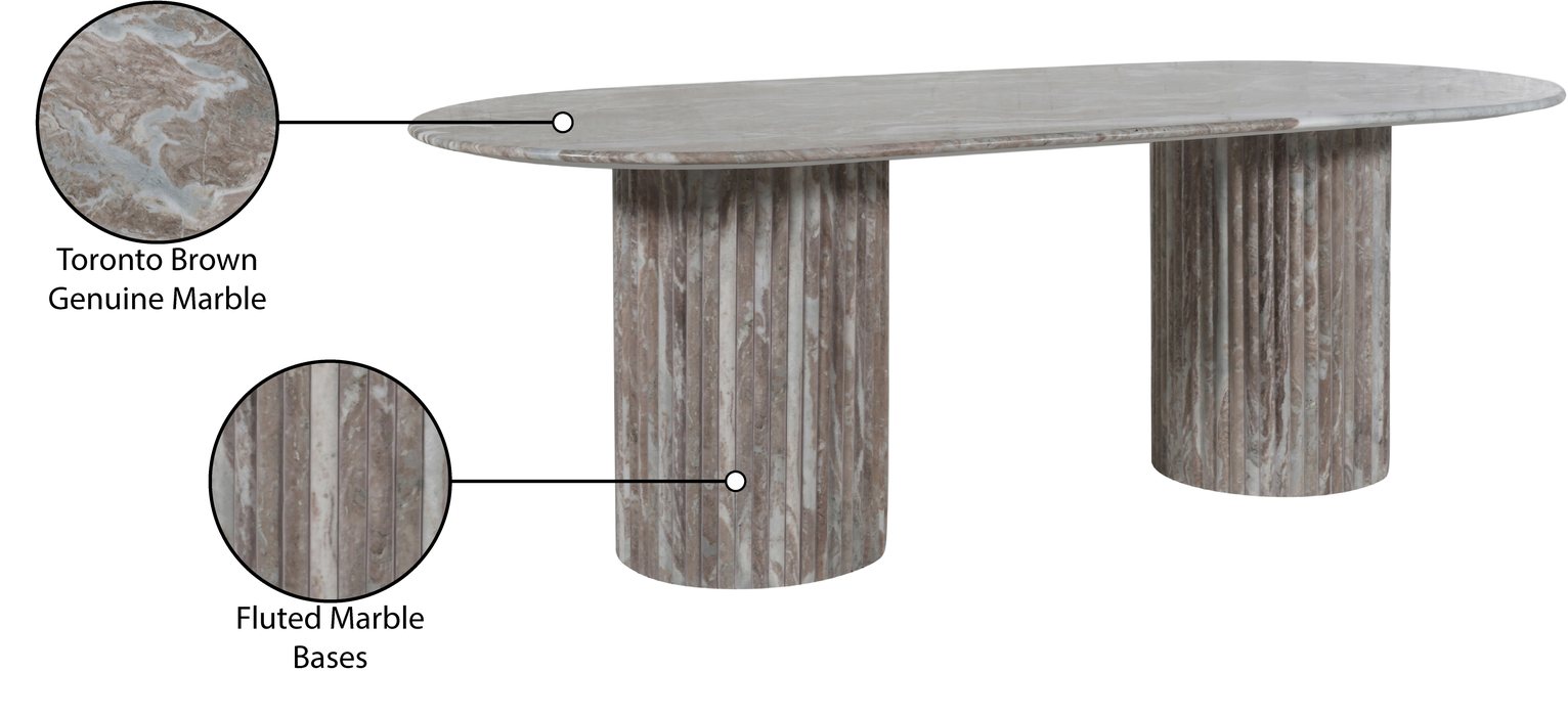Meridian Furniture - Messina 87" Brown Genuine Marble Dining Table (3 Boxes) - 925Brown-DT - GreatFurnitureDeal