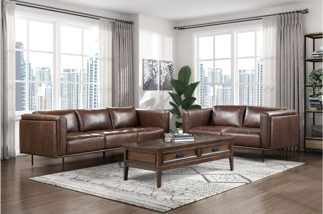 Homelegance - Soren 2 Piece Sofa Set in Brown - 9280BR*2