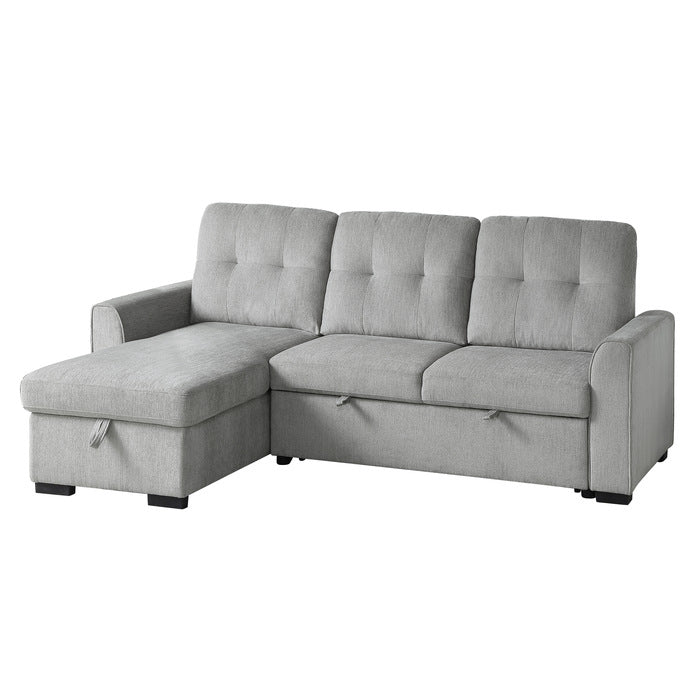 Homelegance - Carolina 2 Piece Reversible Sectional with Pull-out Bed and Hidden Storage in Light Gray - 9402GRY*SC - GreatFurnitureDeal