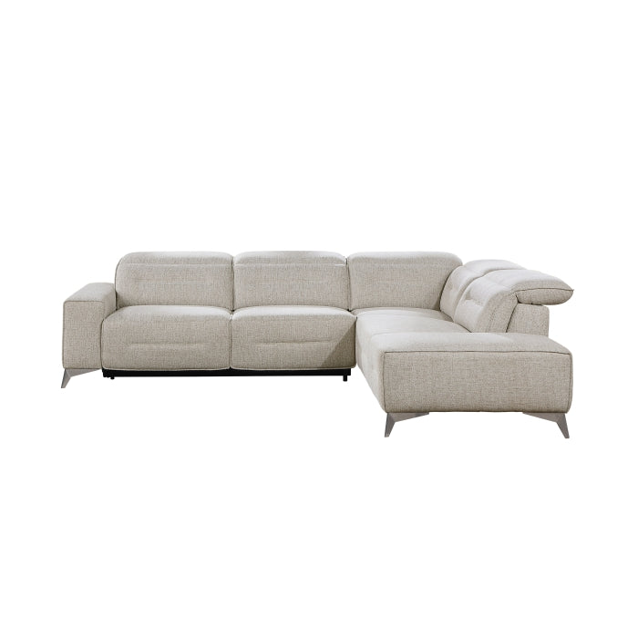 Homelegance - Adahlia 6 Piece Power Reclining Sectional with Right Chaise in Sand - 9414*SCPW - GreatFurnitureDeal