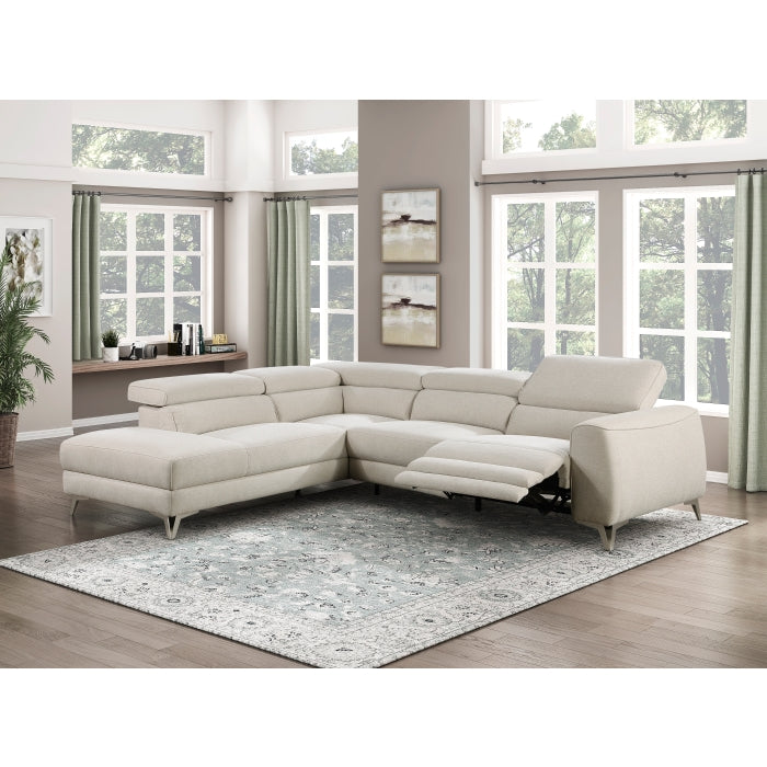 Homelegance - Bienvenue 2-Piece Power Reclining Sectional with Left Chaise in Beige - 9415*SCPW - GreatFurnitureDeal