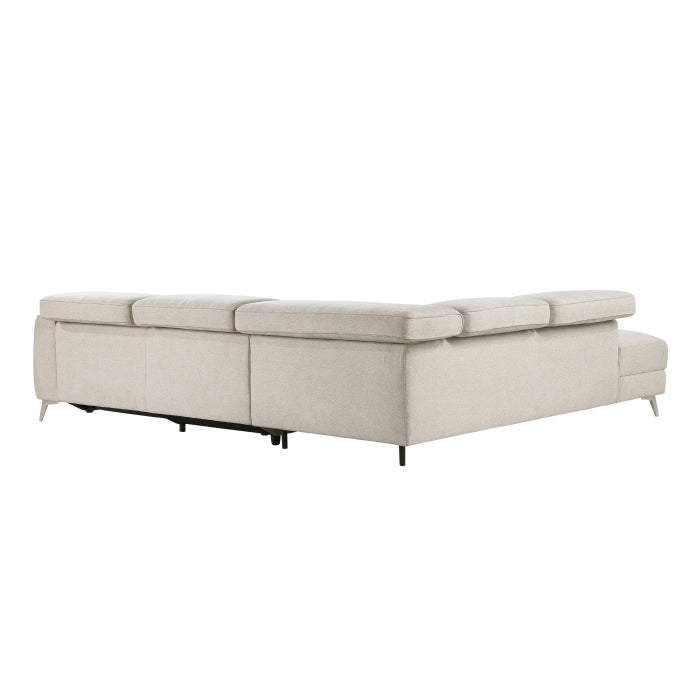 Homelegance - Bienvenue 2-Piece Power Reclining Sectional with Left Chaise in Beige - 9415*SCPW - GreatFurnitureDeal