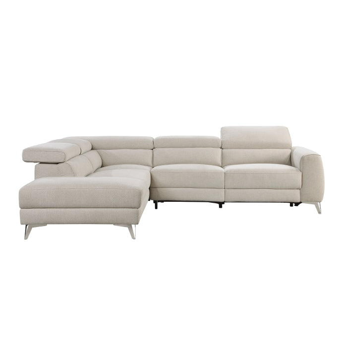 Homelegance - Bienvenue 2-Piece Power Reclining Sectional with Left Chaise in Beige - 9415*SCPW - GreatFurnitureDeal