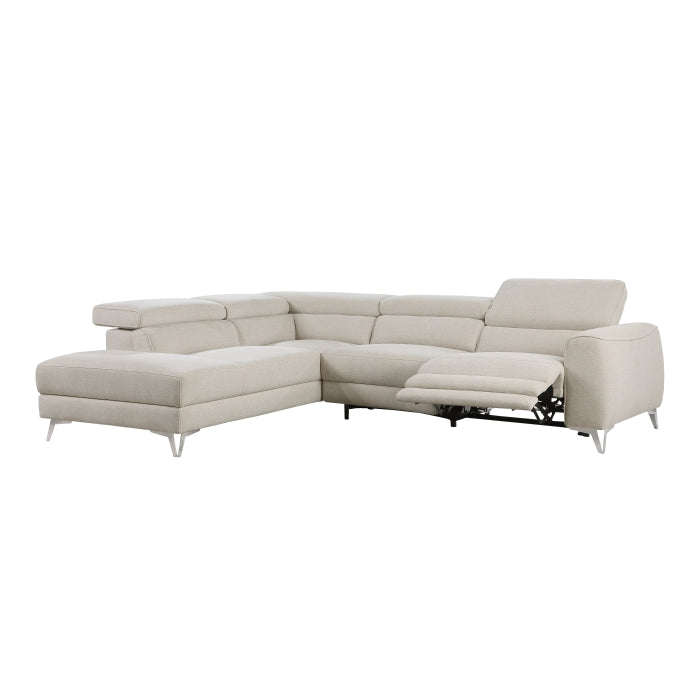 Homelegance - Bienvenue 2-Piece Power Reclining Sectional with Left Chaise in Beige - 9415*SCPW - GreatFurnitureDeal