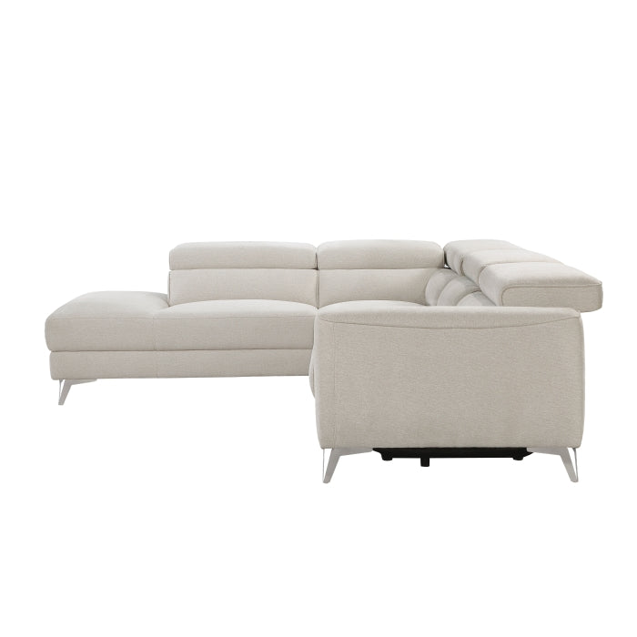 Homelegance - Bienvenue 2-Piece Power Reclining Sectional with Left Chaise in Beige - 9415*SCPW - GreatFurnitureDeal