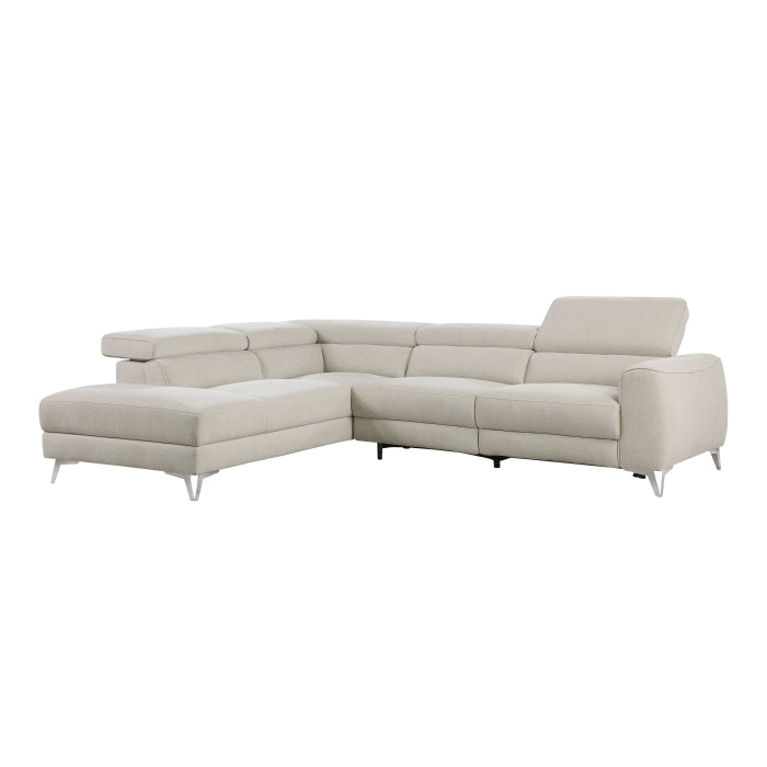 Homelegance - Bienvenue 2-Piece Power Reclining Sectional with Left Chaise in Beige - 9415*SCPW - GreatFurnitureDeal