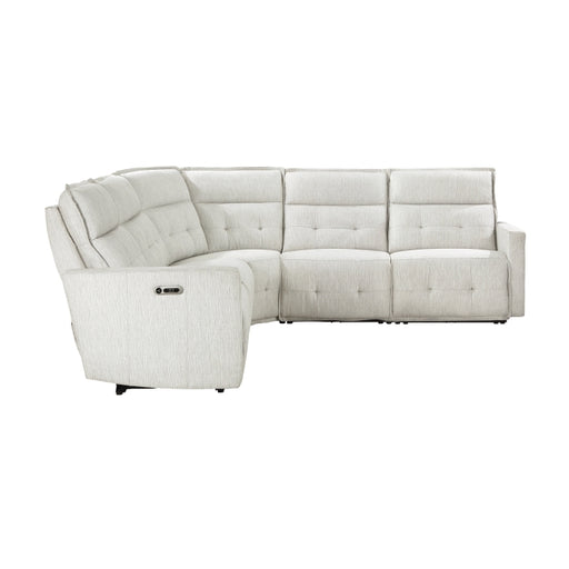 Homelegance - Salida 5 Piece Modular Power Reclining Sectional in White - 9444HMP*5SCPWH - GreatFurnitureDeal
